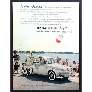 1958 Renault Dauphine 4-door Sedan photo Family Fishing Theme vintage print ad